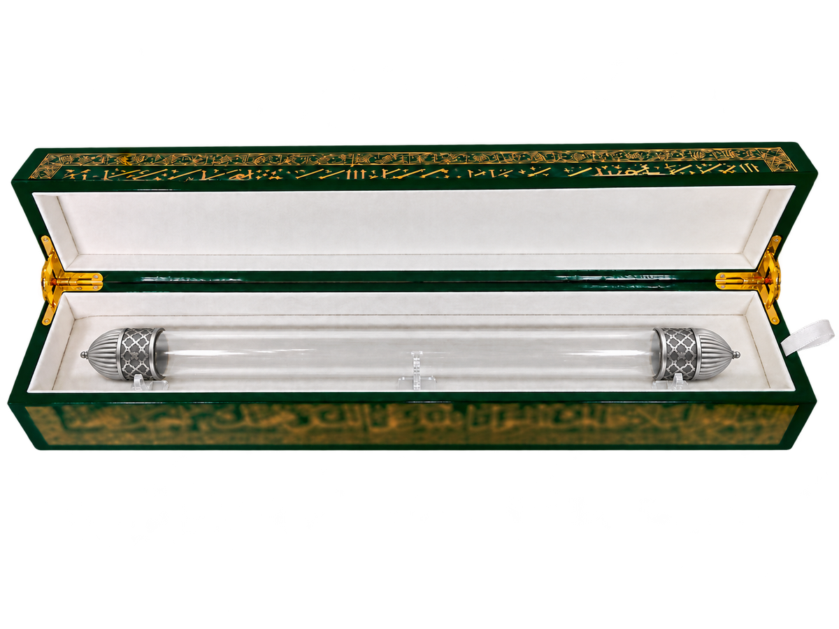 Zulf Shareef case with glass tube, silver domed caps